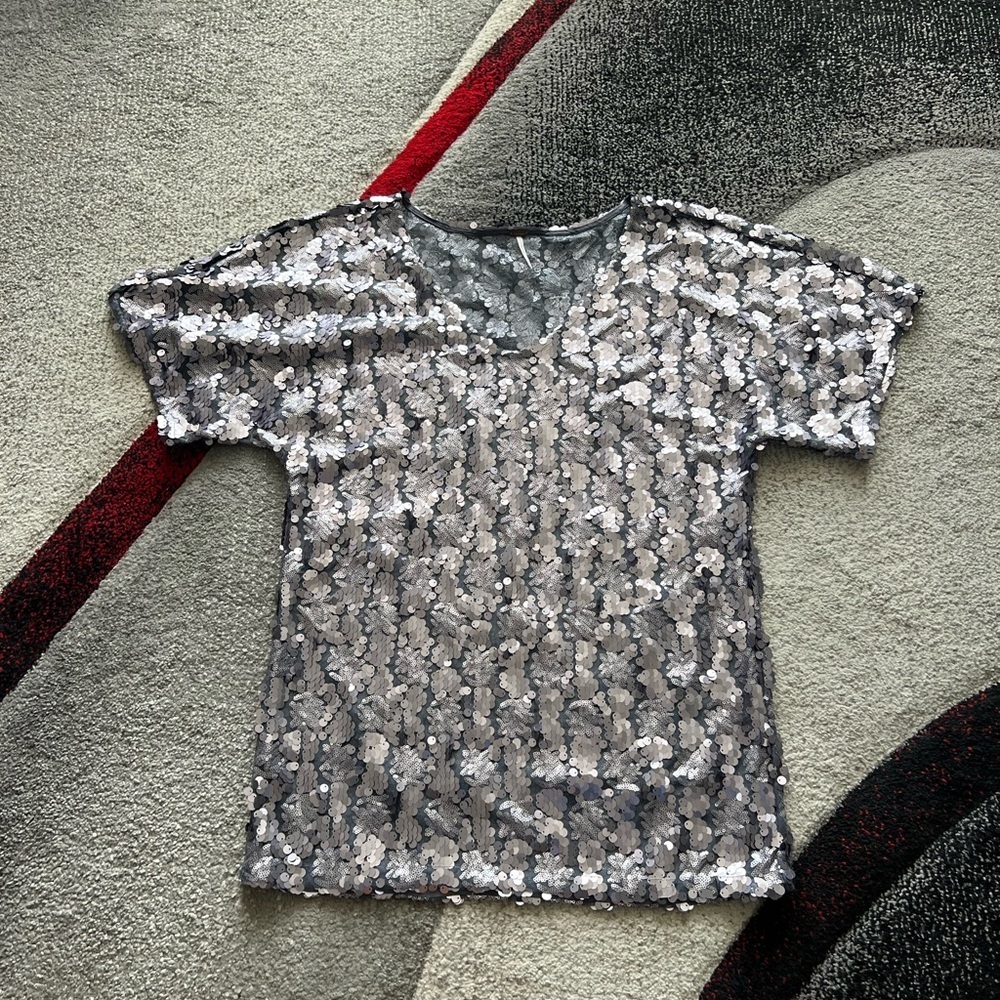 Free People Silver Sequin Mini Dress - Picture 3 of 5